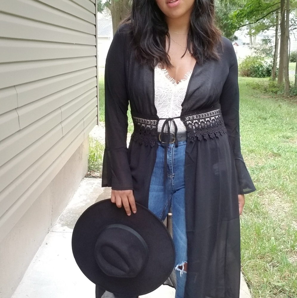 BEAUTY FROM ASHES BLACK CHIFFON CARDIGAN - Picture 12 of 15